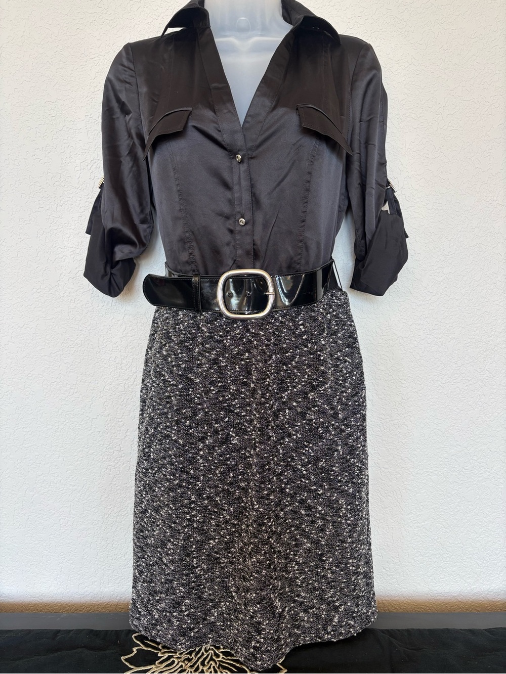 White House Black Market Black & Gray Tweed Pencil Skirt